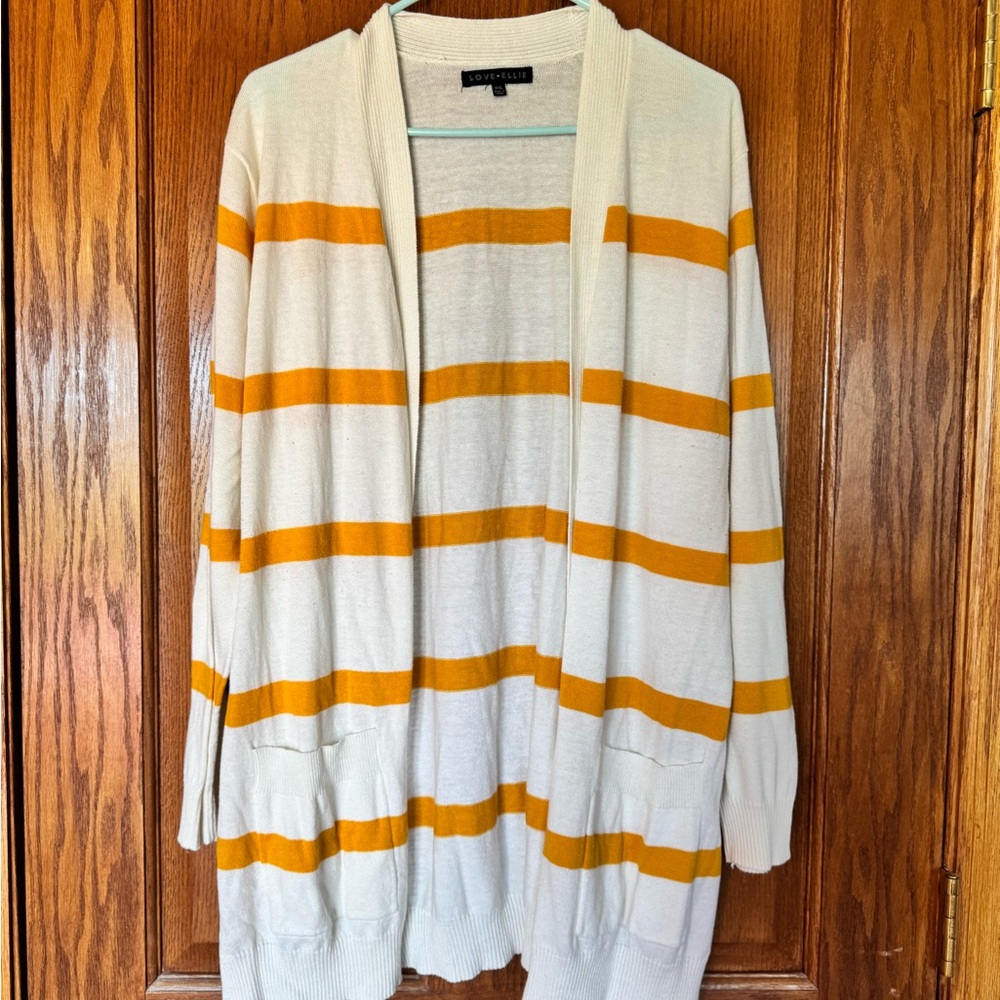 Stitch Fix Love Ellie White and Yellow Striped Women's Sweater